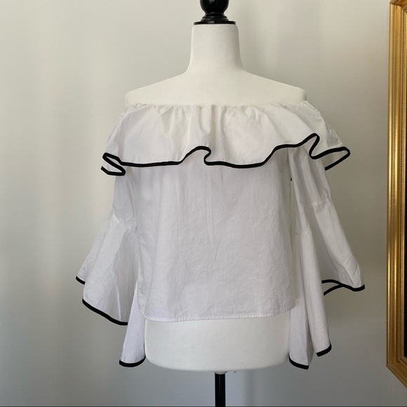 ZARA OFF THE SHOULDER BLOUSE TOP / SIZE S - Picture 1 of 6